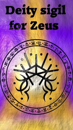 the zodiac sign for zeius is shown in purple and yellow