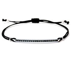 "Mens black diamond tennis bracelet in 18k solid gold. Gold bar bracelet. Waterproof and very resistant string bracelet. Adjustable size. String bracelet perfect to be worn every day, wear it by itself or stacked. The bracelet has an adjustable tie so that it fits any wrist easily. Black diamond and the modern and sporty design will give you a touch of style and make this bracelet a \"must\" in men's jewelry. Ideal as a gift for your husband or for men who like to stand out. Available in Yellow, Elegant Black Bracelet With Adjustable Cord, Adjustable White Gold Tennis Bracelet For Everyday, Modern Adjustable Tennis Bracelet As Gift, Modern Adjustable Tennis Bracelet For Gift, Modern Black Diamond Bracelet Gift, Adjustable White Gold Diamond Bracelet For Everyday, Adjustable Black Tennis Bracelet As Gift, Adjustable Black Tennis Bracelet For Gift, Gold Bar Bracelet