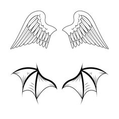 two wings with black outline on white background