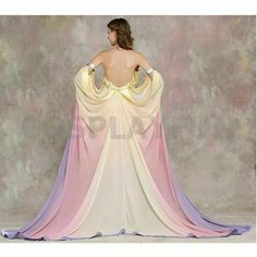 the back of a woman's dress in pastel colors