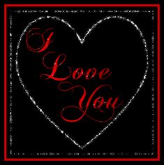 a heart with the words i love you in red and white on a black background