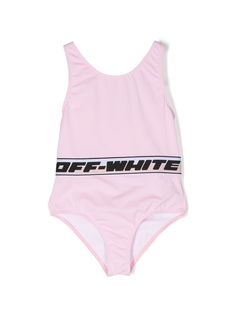 logo-waistband swimsuit from Off-White Kids featuring light pink, black, stretch-design, logo waistband and round neck. Be mindful to try on swimwear over your own garments.. Be Mindful, Swim Sets, Pink Swimsuit, Kids Logo, Black Stretch, Design Logo, Try On, Pink Black, Bathing Suits