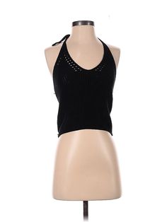 Mine Sleeveless Top Size: Small Black Tops - used. 55% COTTON, 45% ACRYLIC, Halter, | Mine Sleeveless Top Black Halter Tops - Used - Size Small Black Sleeveless Halter Top For Spring, Black Stretch Vest For The Beach, Black Halter Neck Vest For Summer, Casual Black Halter Top For Vacation, Black Halter Neck Vest For Spring, Black Tank Vest For Beach, Casual Black Cotton Halter Top, Black Cotton Beach Vest, Casual Black V-neck Halter Top