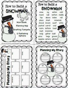 three snowman activities to teach students about how to build a snowman in the winter