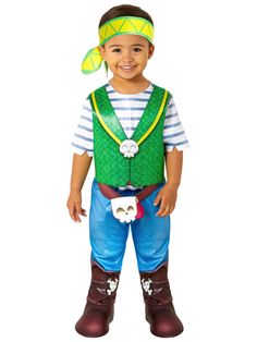 Santiago of the Seas Tomas Toddler Costume - costumes.com Pirate Headband, Santiago Of The Seas, Bright Blue Pants, Pirate Songs, Sea Costume, Stormy Seas, Costume Themes, Toddler Costumes, Pirate Costume