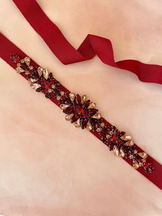 Garnet Rouge Red Wine Rosegold Blush Pink and Siam Chianti | Etsy Embroidered Dress Belt, Elegant Red Wedding Sash, Elegant Bridal Belt For Wedding And Festive Occasions, Elegant Red Sash For Party, Elegant Red Party Sash, Elegant Embellished Party Sash, Festive Party Embroidered Bridal Belt, Elegant Embellished Sashes For Party, Embroidered Bridal Belt For Wedding