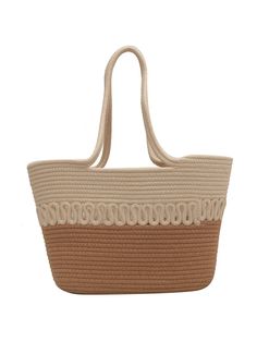 Chic Contrast Color Hollow Handbags Trendy Bucket Beach Bag, Trendy Canvas Bag With Braided Handles For Everyday Use, Casual Canvas Bag With Braided Handles For Shopping, Casual Shopping Bucket Bag, Casual Bucket Shape Shopping Bag, Casual Shopping Bags Bucket Shape, Spring Bucket Bag For Everyday Use, Casual Bucket Shape Satchel For Shopping, Casual Bucket Shaped Satchel For Shopping