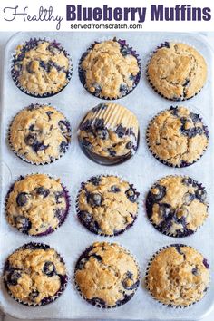 blueberry muffins are ready to be baked in the oven and served on a baking sheet