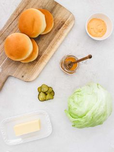 some food is laying out on a cutting board