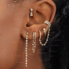 Description SI Clarity G-H Color Diamond Chain Huggie Hoop Earrings | Solid 18K Yellow Gold Chain Earrings | Two Piercing Hole Earrings | Bezel Setting ≫ Features * Items Code:- SGE01164 * Metal: 14K Solid Gold (18K also available - Additional fees may apply) * Solid 14K Yellow Gold with stamped * More options in gold color: Rose gold, yellow gold, White gold * Diamond Wt. :- 0.60 Ct.  * Diamond Color - G-H * Diamond Clarity - SI * Diamond Cut - Brilliant * Earrings Size : - 40 mm ≫ FAQ below fo Gold Chain Earrings, Yellow Gold Jewelry, Bezel Set Diamond, Diamond Chain, Diamond Drops, Yellow Gold Chain, Huggie Hoop Earrings, Small Earrings, Bezel Diamond