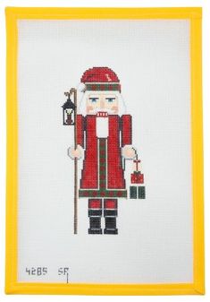 Nutcracker Santa with Lantern Needlepoint Canvas - Summertide Stitchery - Susan Roberts Santa Needlepoint, Chinoiserie Christmas, Needlework Shops, Needlepoint Designs, Stitch Christmas, Embroidery Shop, Needlepoint Kits, Needlepoint Canvases, Blue Canvas