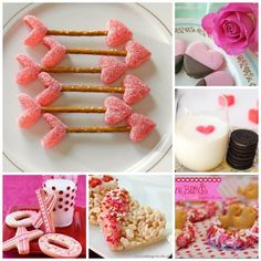 a collage of pictures with hearts, cookies and desserts on them for valentine's day