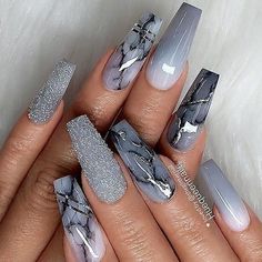 Unghie Sfumate, May Nails, Marble Nail, Long Nail Designs, Cute Acrylic Nail Designs, Her Nails, Fall Acrylic Nails, Disney Nails