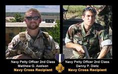 *Navy SEALs Petty Officers 2nd Class Matthew G. Axelson and Danny P. Dietz are being posthumously awarded the Navy Cross medal, Sept. 13, 2006. Navy Coast Guard, Navy Cross, Cross Medal, Novel Ideas, True American, Support Our Troops