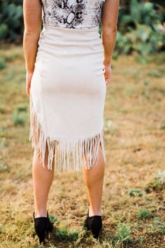 Front zip Midi skirt Suede fringe Model is wearing a size M High Neck Top, Fringe Skirt, Suede Fringe, Tassel Fringe, Fringe Trim, Handle Bag, Upcoming Events, Top Handle, Lace Skirt