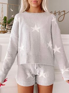 Cuddle in the Clouds Set | sassyshortcake.com | sassy shortcake Short Set, Sheer Fabrics, Star Print, Print Top, Outfit Inspirationen, Print Tops, Short Sets