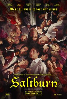 a movie poster for the film salburn with many people all over it and one man in