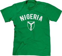 Show your Nigerian pride We prefer to print this design on a 100% ring-spun cotton (yes, that is the good soft stuff, not the cheap scratchy kind) t-shirt or tank top from Next Level, but if those are not available from our supplier for the size and color you'd like we will use a comparable brand as a replacement to get you your item as soon as possible with the same quality and feel you've come to expect from Next Level. The design is printed and shipped in the USA. If you are unsure of what si Nigeria Coat Of Arm, Novelty Clothing, Sports Fan, Coat Of Arms, Soccer Jersey, Sizing Chart, Cold Water, Tourism, Spun Cotton