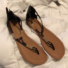 New Sandals. Never Worn Before Chic Brown Flat T-strap Sandals, Chic Brown T-strap Sandals For Vacation, Mens Thong Sandals, Tassel Sandals, Leather Sandals Handmade, Beaded Flats, Koolaburra By Ugg, Braided Sandals, Platform Espadrilles