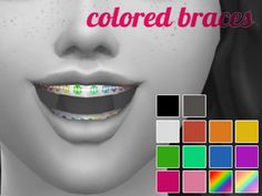 a woman's face with colored braces on her teeth and the words, colored braces