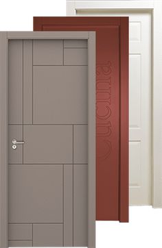 three doors in different colors and designs