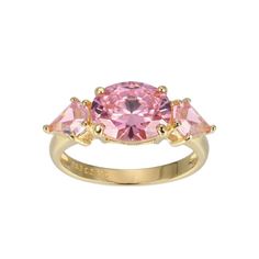 Bella Luce® pink tourmaline simulant 5.62ctw oval and pentagon, Eterno™ 18k yellow gold over sterling silver October birthstone ring. Measures approximately 0.31" L x 0.93" W and is not sizeable. October Birthstone Ring, October Birthstone Rings, Prom Accessories, Rhinestone Hair Clip, October Birthstone, Small Rings, Pink Ring, Love Ring, October Birth Stone