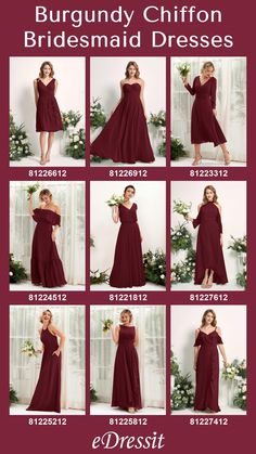 the bridesmaid dresses are all different colors and sizes