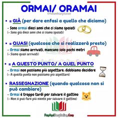 a poster with the words ormai / ormai written in different languages