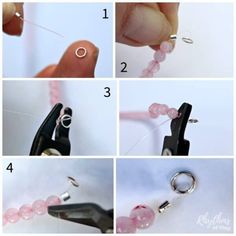 instructions for making beaded earrings with pink beads