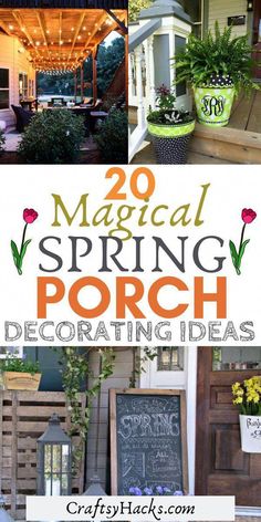 the front porch is decorated with flowers, plants and potted plants that are on display