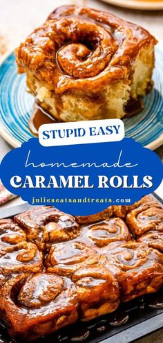 Complete your holiday brunch ideas with this Stupid Easy Homemade Caramel Rolls! Soft and fluffy with an ooey-gooey topping, these homemade rolls are perfect for beginners! Pin this easy holiday baking idea! Easy Carmel Rolls Recipe, Gooey Caramel Rolls, Easy Caramel Cinnamon Rolls, Carmel Rolls Homemade Recipe, Carmel Cinnamon Rolls Easy, Easy Caramel Rolls Frozen Bread Dough, Bread Machine Caramel Rolls, Caramel Topping For Cinnamon Rolls, Small Batch Caramel Rolls