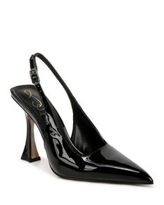 Sam Edelman Women's Odette Pointed Slingback Pumps Chic Evening Slingback Pumps In Patent Leather, Chic Patent Leather Slingback Pumps For Evening, Black Slingback Pumps For Summer Gala, Designer Fitted Slingback Pumps, Chic Slingback Pumps For Dinner, Black Glamorous Slingback Pumps For Evening, Glamorous Black Slingback Pumps For Evening, Luxury Fitted Slingback Pumps, Elegant Black Slingback Pumps