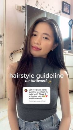 Hairstyles To Wear With Turtlenecks, Hair For Turtleneck, How To Style Hair With Turtleneck, Hair Styles For Turtle Neck Top, Hairstyles With Turtlenecks, Hairstyle For Turtle Neck Outfit, High Neck Hairstyles, Turtleneck Hairstyle