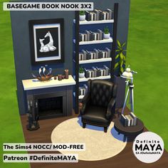 the sims noc / mod - free pateron furniture is displayed in front of a bookshelf