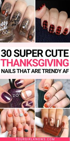 Thanksgiving is a time for family, friends, and lots of delicious food. But it's also the perfect opportunity to show off your festive thanksgiving nails! From glittery designs to simple accents, we've gathered 30 cute Thanksgiving nail ideas to inspire you. Which one will you choose? Thanks Nails Thanksgiving, Thanksgiving Nail Ideas Acrylic, Cute Thanksgiving Nails, Deep Red Nails, Chic Nail Art