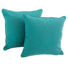 18-inch Double-corded Solid Twill Square Throw Pillows with Inserts (Set of 2) - Aqua Blue Add a splash of striking color and classic comfort to your indoor furnishings with these throw pillows. These throw pillows feature a classic corded design, include a blown microdenier polyester filled insert for easy cleaning, and are covered in soft premium twill fabric available in twenty-two beautiful color varieties Fabric Type - 45% Polyester/ 55%CottonIncludes: Two (2) Throw PillowsDimensions: Throw Pillows: 18 inches wide x 18 inches deep x 8 inches high Small Throw Pillows, Throw Pillow Inserts, Pillow Styling, Pillow Fabric, Linen Throw Pillow, Cotton Throw Pillow, Throw Pillow Sets, Twill Fabric, Fabric Squares