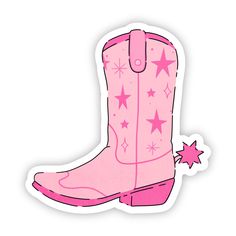 Giddy up your style with the Pink Cowboy Boot Sticker! This cute sticker adds a fun twist to any surface, perfect for showing off your playful side. So saddle up and add some yeehaw to your belongings! 2.9" x 3.0" Printed and shipped with care from the U.S.A. High quality and durable vinyl, indoor and outdoor use Waterproof and weather resistant Boots Svg Clip Art, Yeehaw Cowboy Hat Sticker, Preppy Hydroflask Stickers, Preppy Cricut Stickers, Cowgirl Boot Pink, Pink Shoes Clipart, Free Clip Art Words Boots, Cowboy Boots Sticker, Cowboy Boot Sticker