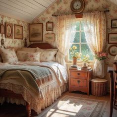 Bloxburg Cottagecore Bedroom Ideas, Granny Room Bedrooms, Small Shabby Chic Bedroom, Happy Cozy Bedroom, English Cottage Guest Bedroom, The Holiday Cottage Interior, Granny Chic Decor Vintage Homes Cottage Style, Cottage Core Small Bedroom, Cottage House Interior Bedroom