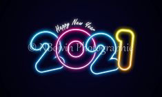 happy new year 2012 neon text design