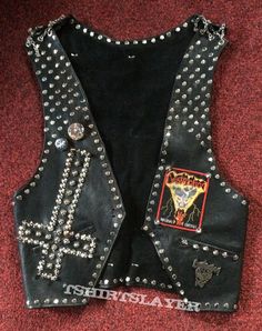 Diy Clothes Kimono, Badass Outfit, Cowboy Shoes, Black Leather Vest, Battle Jacket, Rock N Roll Style