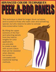 Peekaboo Colored Hair, Peekaboo Hair Color Diy, Diy Peekaboo Highlights, Cosmetology Notes, Highlight Placement, Makeup Notes, Cosmetology Instructor, Peekaboo Hair Color, Hair Template