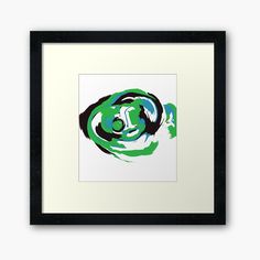 an abstract painting in green and black framed art print