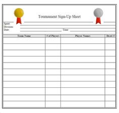 a printable sign up sheet for the tournament