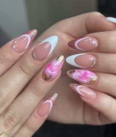 Nails Almond Design, Nail Ideas Graduation, Orquideas Nails, Natrual Nails, Classic Nail, Sugar Nails, Nails Summer Nails, Eye Nail Art