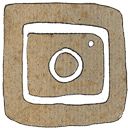 an image of a square shaped object drawn in white ink on brown paper with the letter o