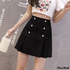 Olivia Mark - High-Waisted Pleated Skirt with Secure Clasps - Minimize Risk of Slippage, Knee-Length Half Skirt Package Stylish Midi Skirt, Floral Print Sundress, High Waisted Pleated Skirt, Hip Skirt, Half Skirt, Plaid Design, Tennis Skirt, Types Of Skirts, A Line Skirt