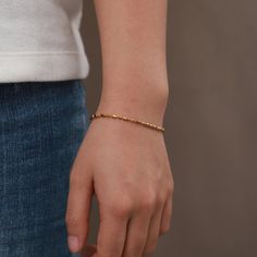 Minimal Oval Beaded Chain Bracelet - Waterproof and Tarnish-resistance Jewelry Girlfriend, Beaded Chain Bracelet, Jewelry Tags, Anniversary Jewelry, Chunky Rings