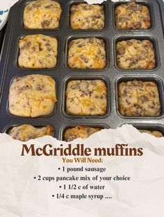 muffins in a muffin pan with instructions for baking