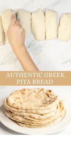 homemade pita bread is being made with authentic greek pita bread and it's ready to be eaten