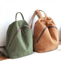 #backpacks #canvas #green #khaki Canvas Backpack Women, Canvas Rucksack Backpack, Hipster Backpack, Canvas Rucksack, Plain Canvas, Everyday Backpack, Vintage Backpacks, Linen Bag, Small Backpack